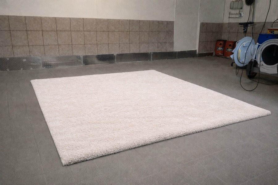Gereinigter weißer Hochflor-Teppich